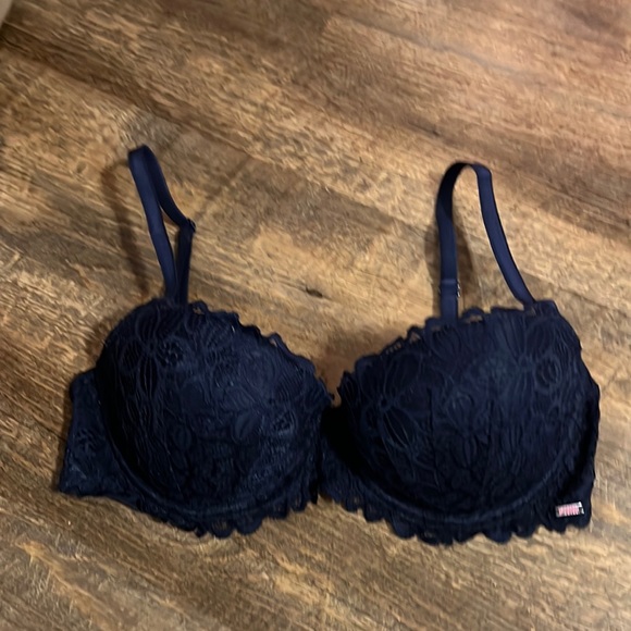 VS PINK push up bra Navy Lace 34D - Picture 2 of 10